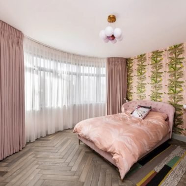 NEW COLLECTION OF BLACKOUT CURTAIN AND SHEER CURTAIN FOR BEDROOM WITH LAMINATE FLOORING DUBAI BY WINDOW BLINDS SHOP