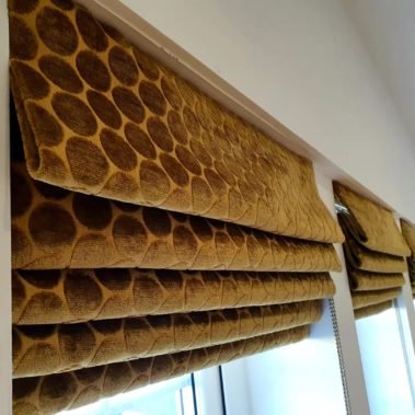 velvet roman blinds golden color by window blinds shop in dubai