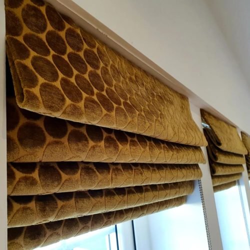velvet roman blinds golden color by window blinds shop in dubai