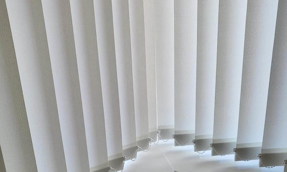 custom made vertical blinds for L shape window by window blinds shop in dubai