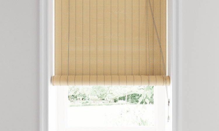 luxury look of bamboo blinds with white color window by interior design and window blinds shop in dubai