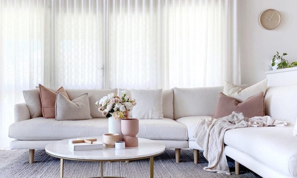 modern look home interior decor with wave sheer curtains